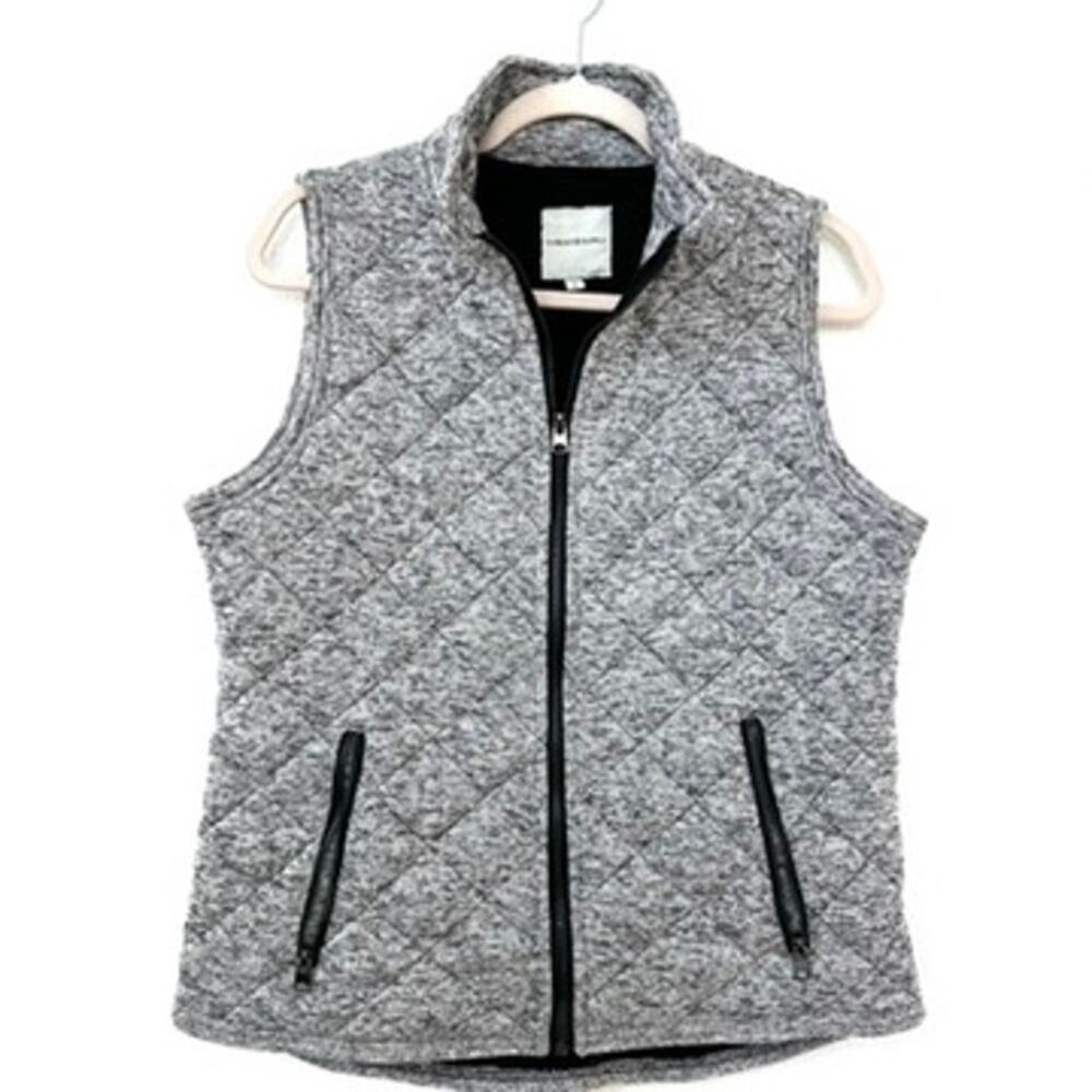 Thread & Supply Quilted Zip-Up Vest in Marled Grey, Size L,‎ Excellent Condition